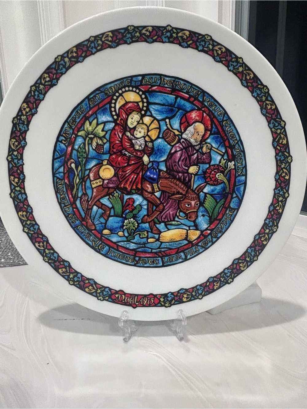 Vintage Limoges Noel Vitrail La Fuite En Egypt Decorative Collectors Plate